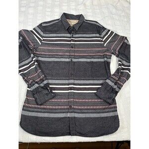 BR Heritage Blanket Stripe Men’s Large Tall Button Down Gray Slim Fit Southwest